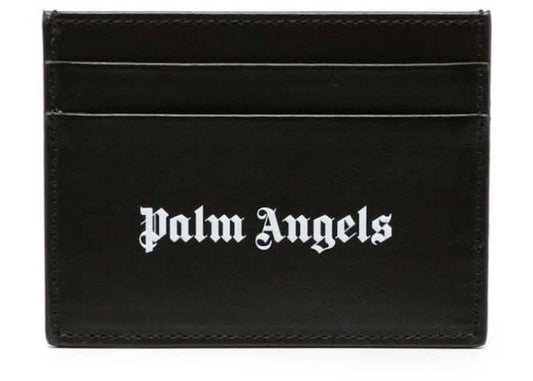 Palm Angels Logo-Print Leather Card Holder Black