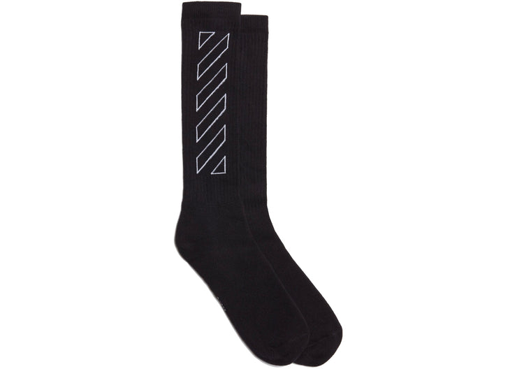 OFF-WHITE Diagonals Mid Socks Black/White Outline