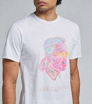 Karl Lagerfeld Cotton T-shirt White Neon Portrait