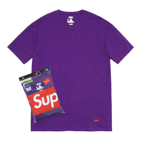 Supreme Hanes 2 Pack Tagless T-Shirt Purple