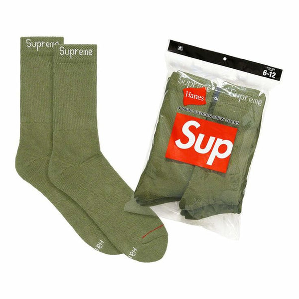 Supreme Hanes 4 Pack Socks Olive